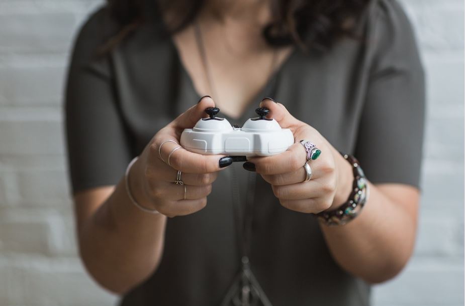 woman playing video game